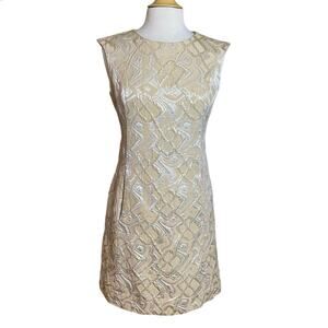 Vintage 50s 60s gold brocade sheath dress S/M